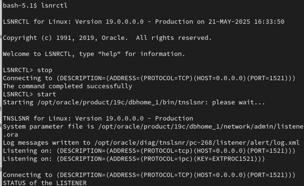 LINUX LISTENER lsnrctl